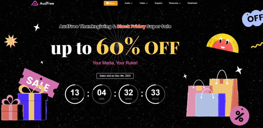 AudFree Software 2025 Massive Black Friday Event with Discounts Up to 60%